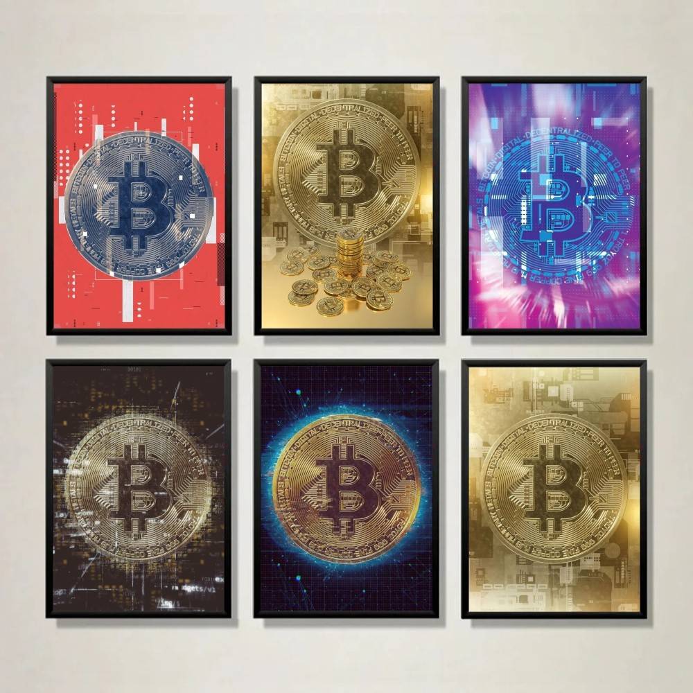 Tech Office Wallpaper - Cyber Tech Circuit Golden Coin Poster
