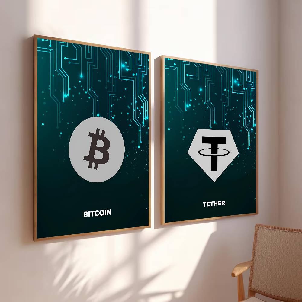 Tech Circuit Crypto Symbol Pos - Tech Office Wallpaper recension och pris