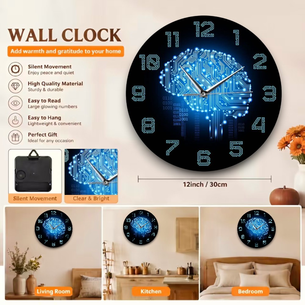 Tech Brain Wall Clock Binary C - The Office It Tech recension och pris