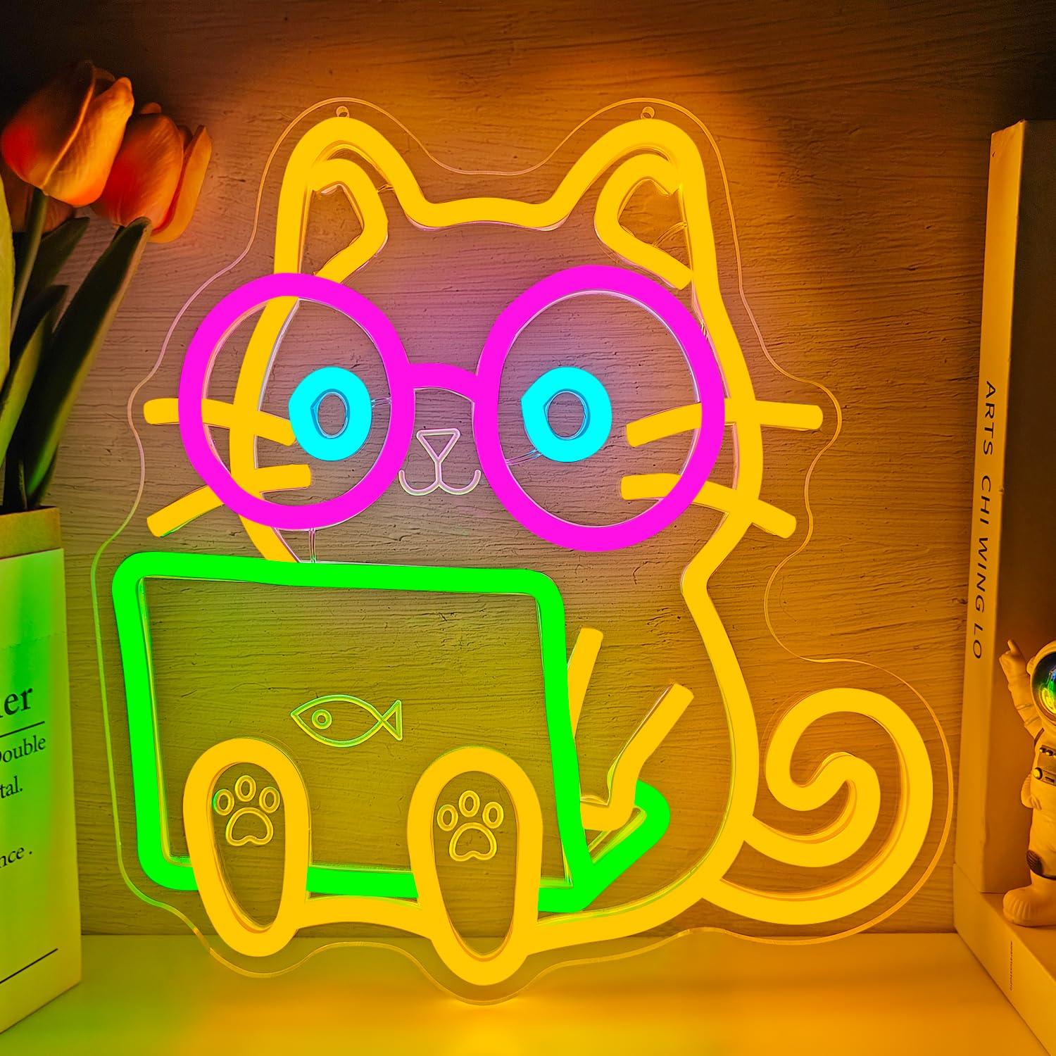 Cat Laptop Neon Sign USB Dimma - The Office It Tech recension och pris